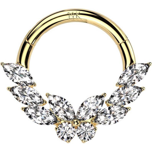 14 Karat Gold Ring schmetterling Marquise Zirkonia Clicker