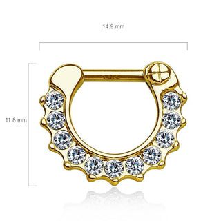 Solid Gold 14 Carat Septum Piercing Straight Zirconia Clicker