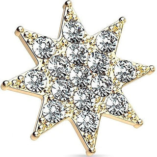 Solid Gold 14 Carat dermal anchor top star zirconia Internally Threaded