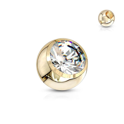 Solid Gold 14 Carat top ball with zirconia
