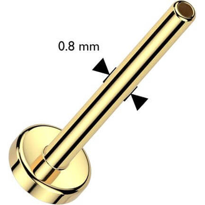 Solid Gold 14 Carat flat back nose stud post Push-In