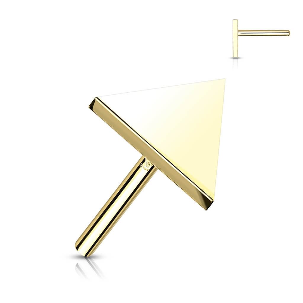 Solid Gold 14 Carat Top Triangle Flat Push-In