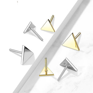 Solid Gold 14 Carat top triangle flat Push-In