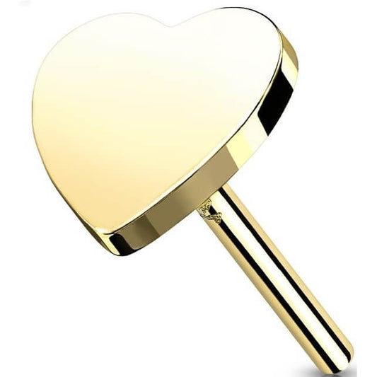 Solid Gold 14 Carat top heart flat Push-In