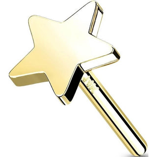 Solid Gold 14 Carat Top Star Flat Push-In