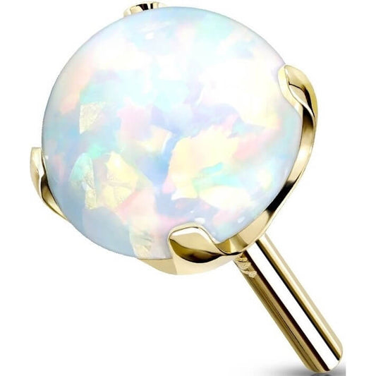 Solid Gold 14 Carat Top Ball Opal Push-In
