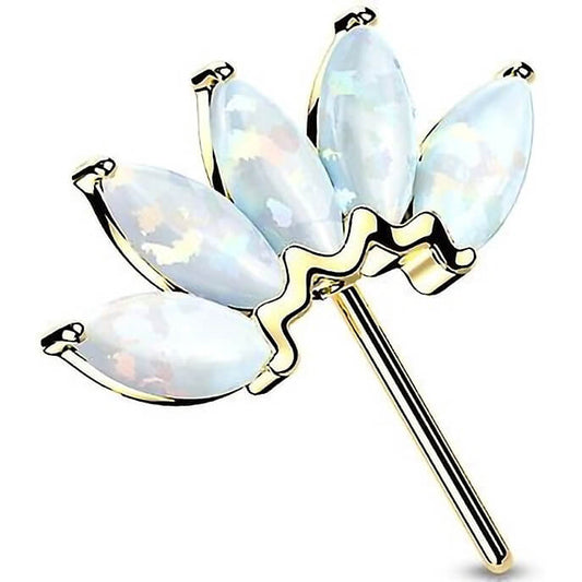 Solid Gold 14 Carat Top 5 Opal Push-In