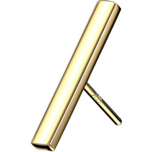 Solid Gold 14 Carat top long flat bar Push-In