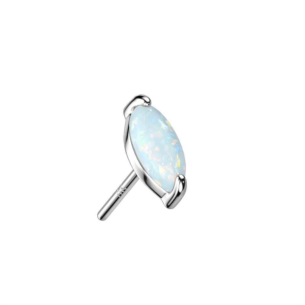 Solid Gold 14 Carat Top Oval Zirconia Opal Push-In
