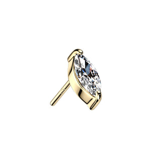 Solid Gold 14 Carat Top Oval Zirconia Opal Push-In