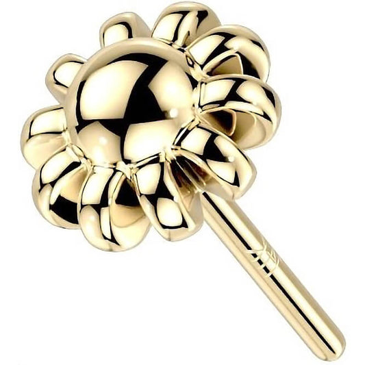 Solid Gold 14 Carat Top Flower Push-In