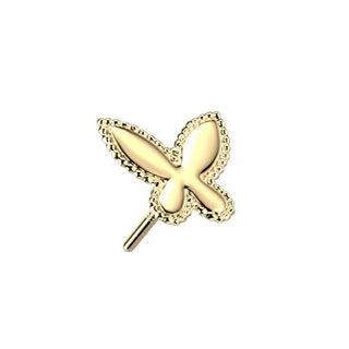 Or 14kt Embout Embout Papillon Enfoncer