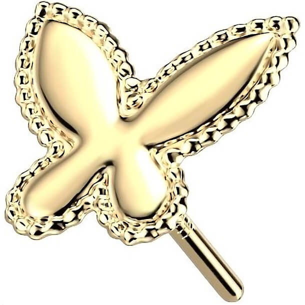 Solid Gold 14 Carat Top Butterfly Push-In