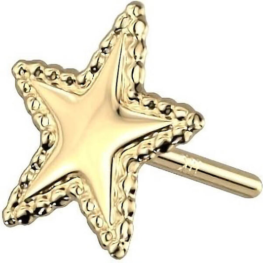 Solid Gold 14 Carat Top Star Push-In