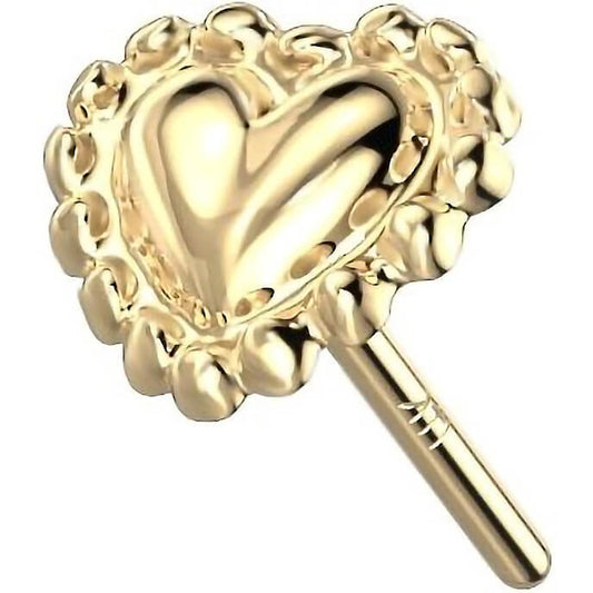 Solid Gold 14 Carat Top Heart Push-In