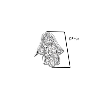 Or 14kt Embout Embout Hamsa Zircone Enfoncer