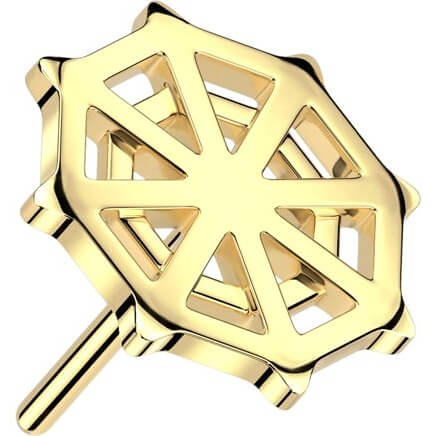 Solid Gold 14 Carat spider web Push-In