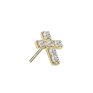 Solid Gold 14 Carat Top Cross Zirconia Push-In