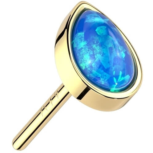 Solid Gold 14 Carat Drop Opal Push-In