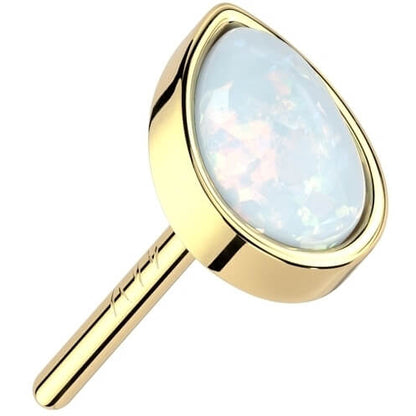 Solid Gold 14 Carat Drop Opal Push-In