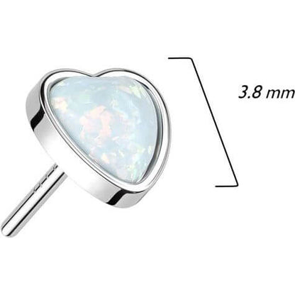 Solid Gold 14 Carat Heart Opal Push-In