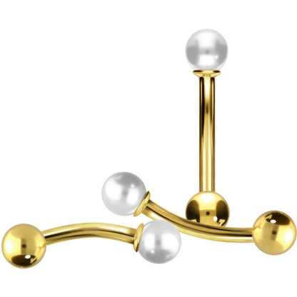 Solid Gold 18 Carat Belly Button Piercing Genuine Freshwater Pearl