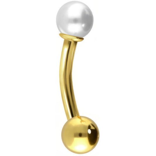 Oro 18kt Piercing ombligo Perla de agua dulce auténtica