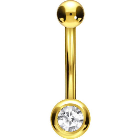 Solid Gold 18 Carat Belly Button Piercing Ball Zirconia