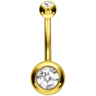 Solid Gold 18 Carat Belly Button Piercing Ball 2 Zirconia