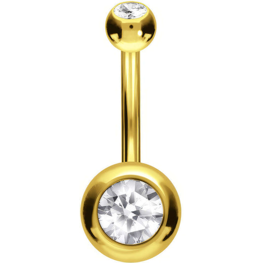 Solid Gold 18 Carat Belly Button Piercing Ball 2 Zirconia