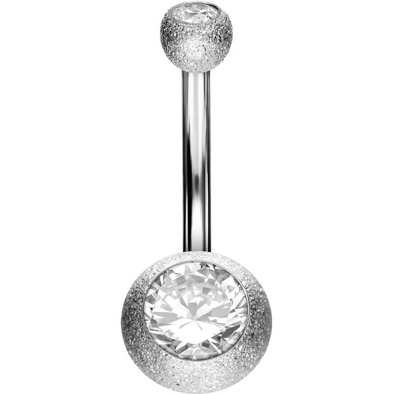 Oro 18 kt Piercing Ombelico Doppia sfera con diamante