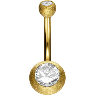 Solid Gold 18 Carat Belly Button Piercing Ball 2 Diamond