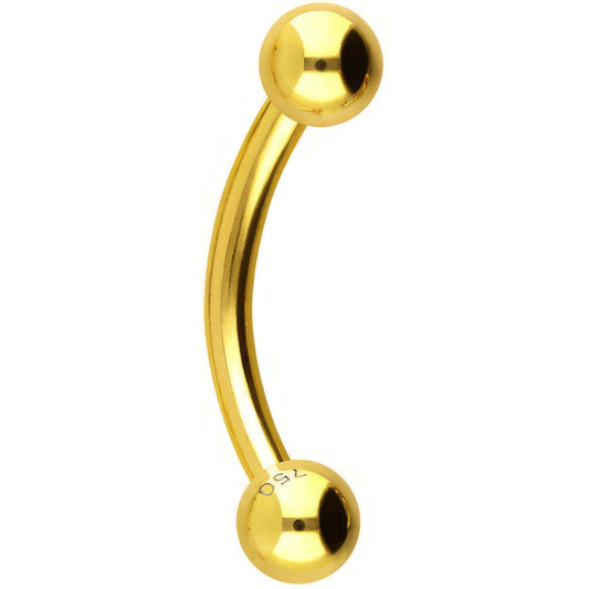 Solid Gold 18 Carat Curved Barbell Ball