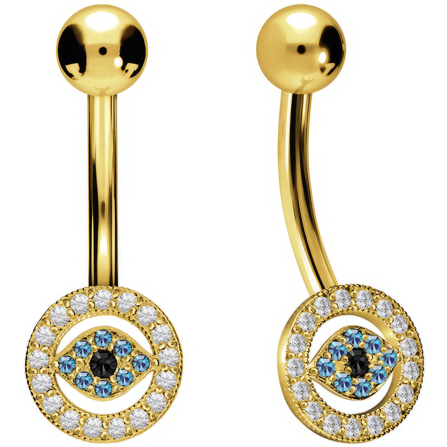 Oro 18kt Piercing ombligo Ojo de circonitas