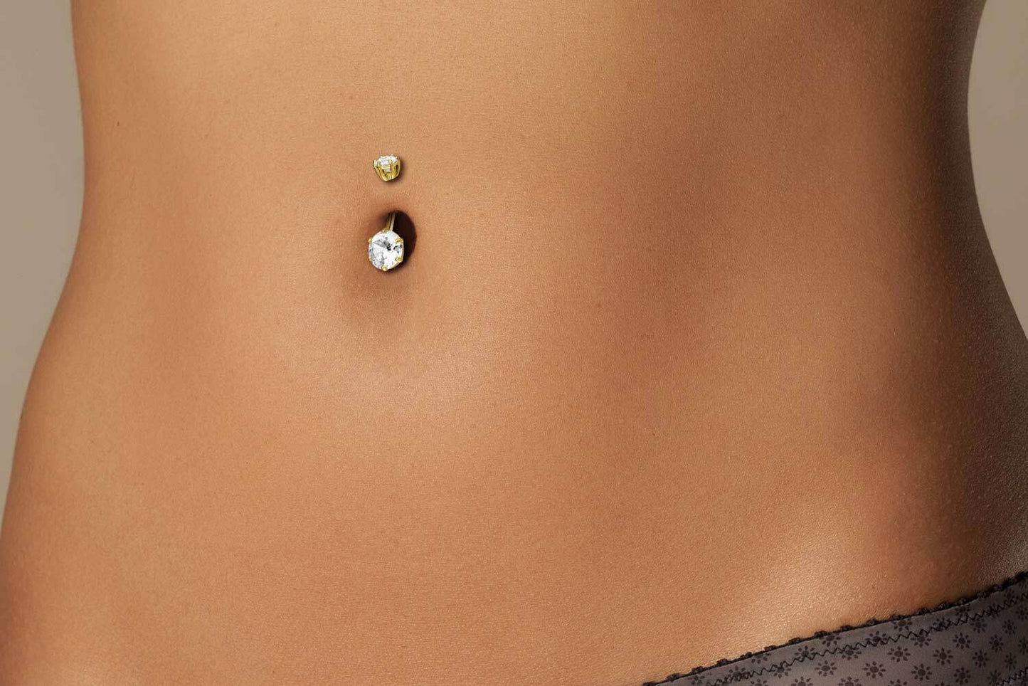 Solid Gold 18 Carat Belly Button Piercing Prong setting Zirconia