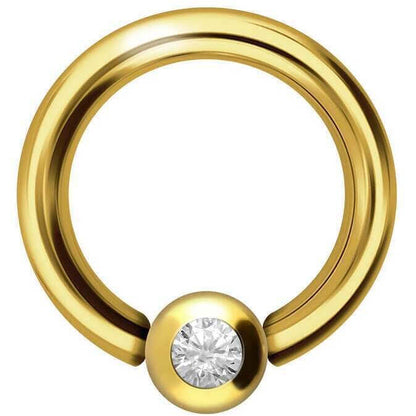 Solid Gold 18 Carat Ring Ball Zirconia Captive Bead