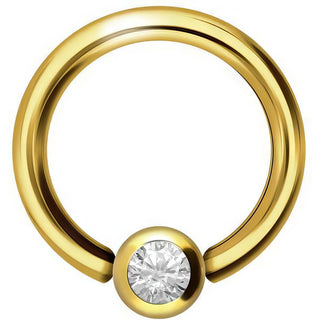 Solid Gold 18 Carat Ring Ball Zirconia Captive Bead