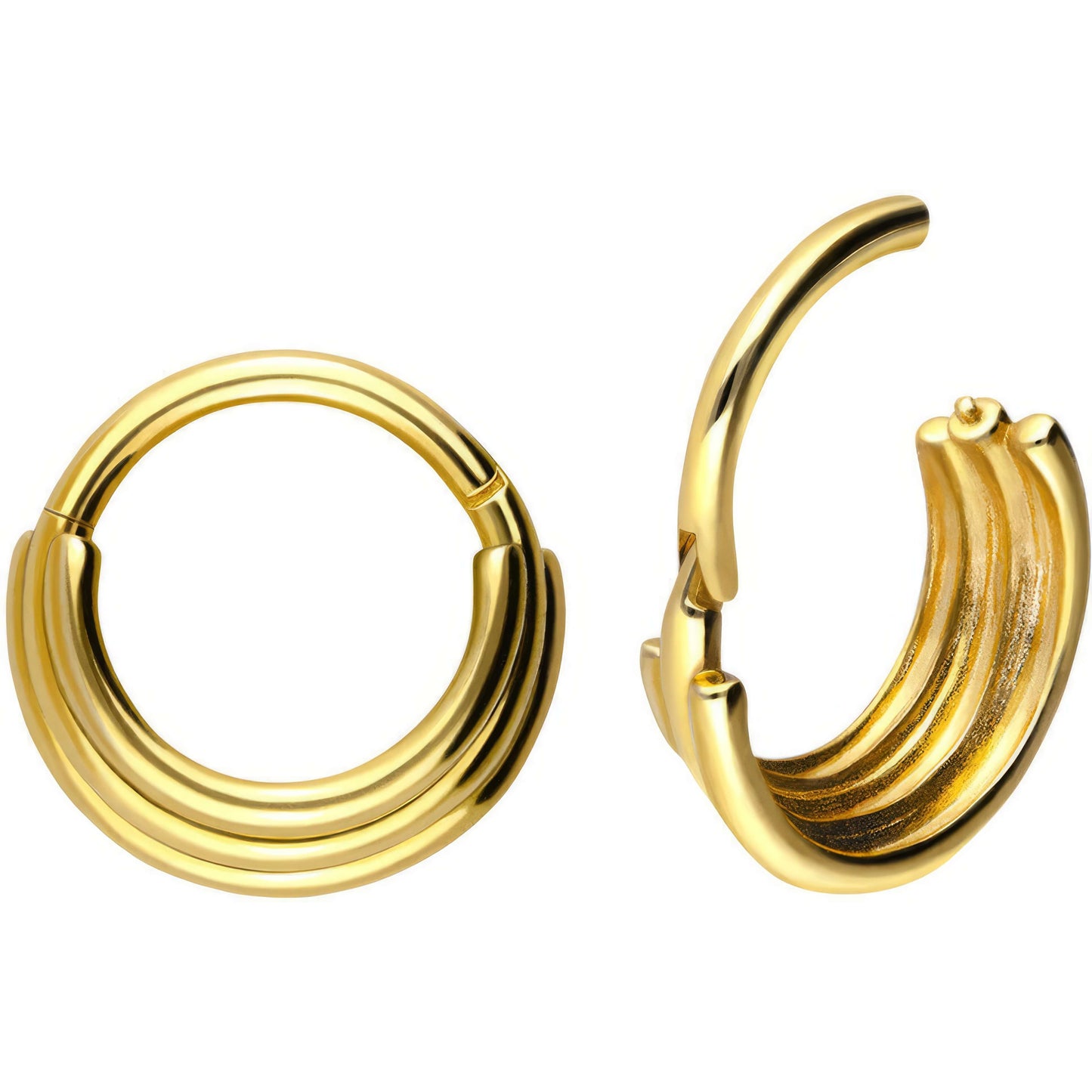 Oro 18 kt Anello Piercing Triplo anello Clicker