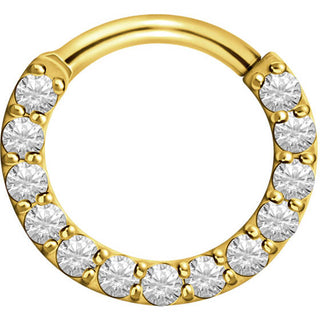 Solid Gold 18 Carat Ring Zirconia Clicker