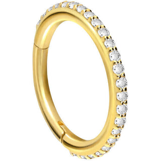 Solid Gold 18 Carat Ring Zirconia Clicker