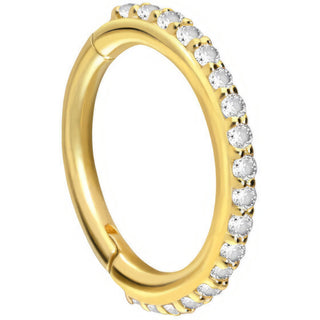 Solid Gold 18 Carat Ring Zirconia Clicker