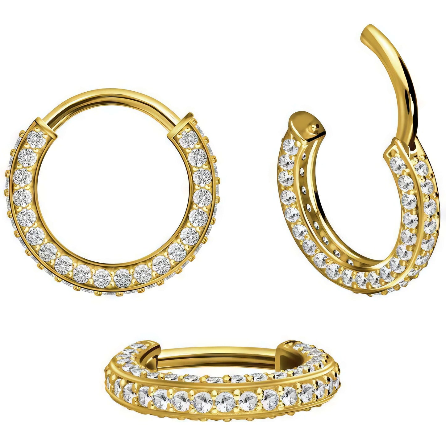 Solid Gold 18 Carat Ring Zirconia Clicker