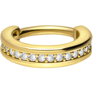 Solid Gold 18 Carat Ring Zirconia Clicker