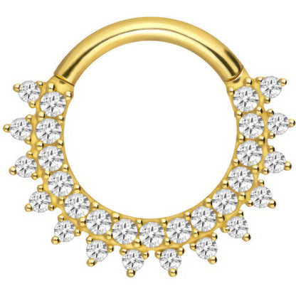 Solid Gold 18 Carat Ring Wreath Zirconia Clicker