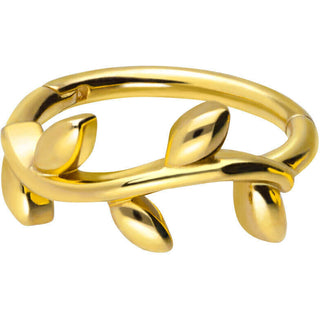 Solid Gold 18 Carat Ring Leaf Wreath Clicker