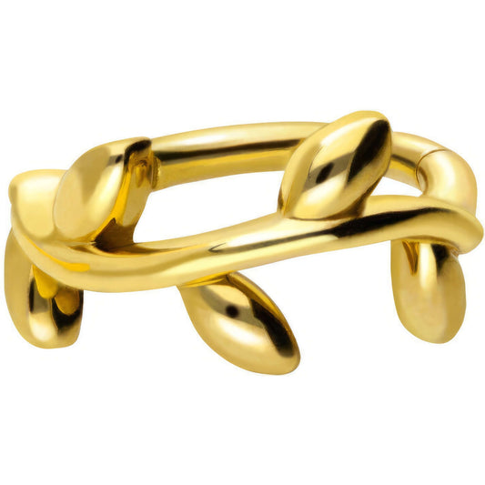 Solid Gold 18 Carat Ring Leaf Wreath Clicker