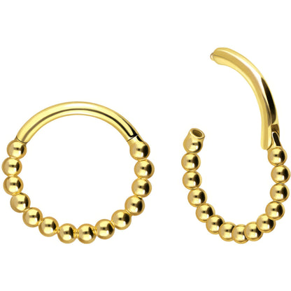 18 Karat Gold Ring Kugel Perlenkette Clicker