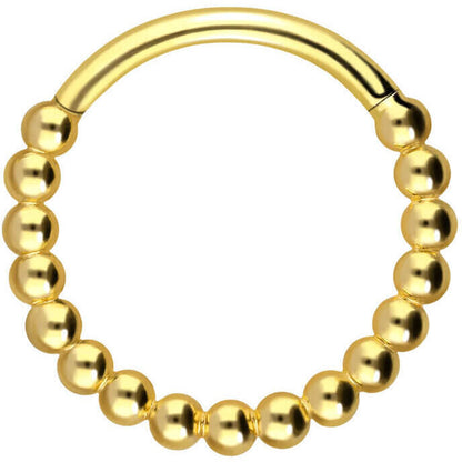 Solid Gold 18 Carat Ring Ball beaded Clicker