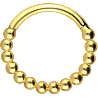 Solid Gold 18 Carat Ring Ball beaded Clicker