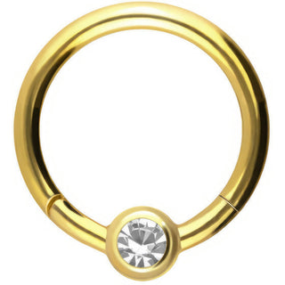 Solid Gold 18 Carat Ring Ball Zirconia Captive Bead